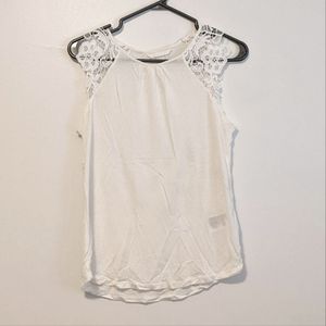 H&M White Top with Lace Sleeves